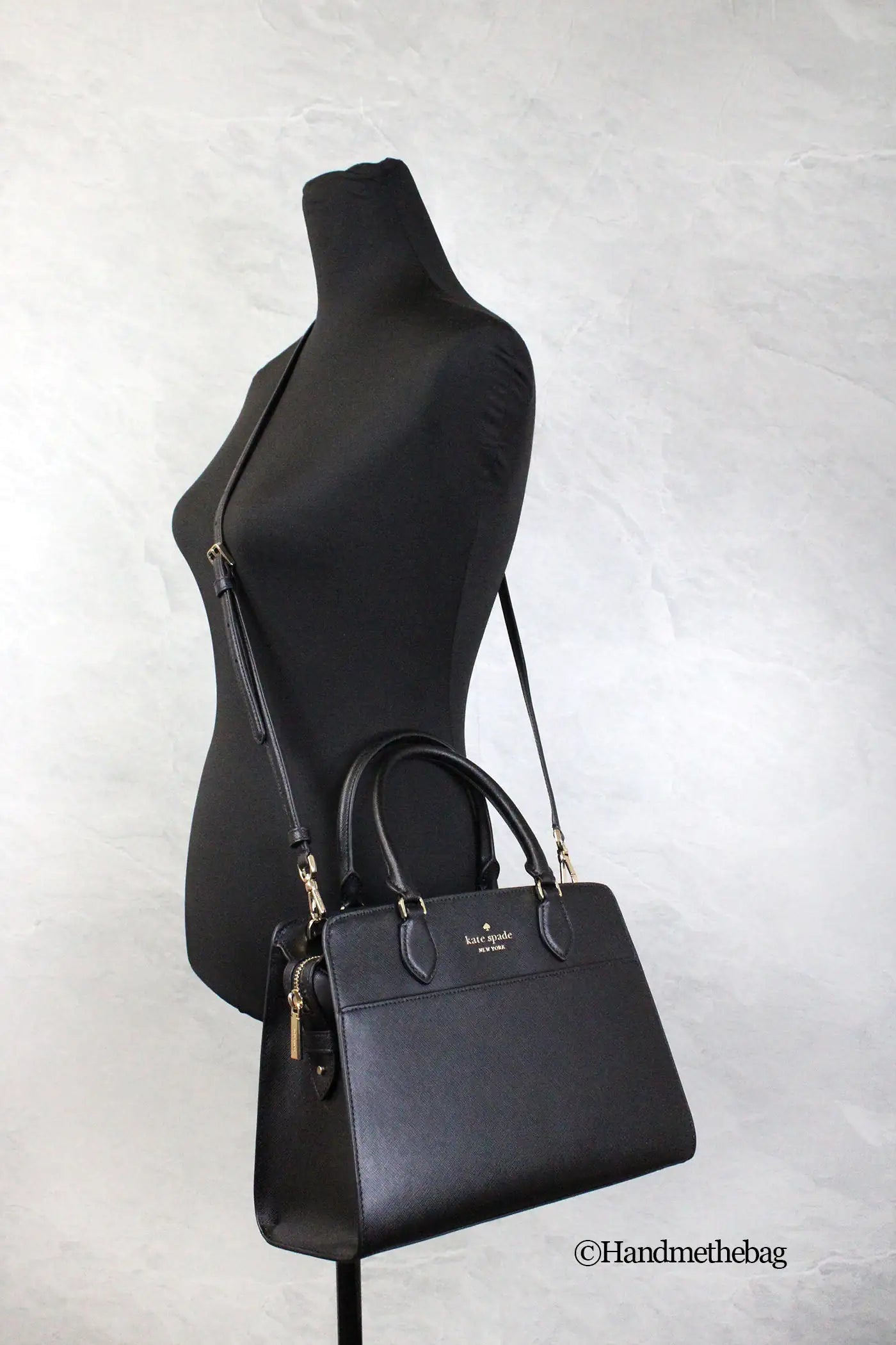 Kate Spade Madison Medium Black Saffiano Leather Satchel Bag