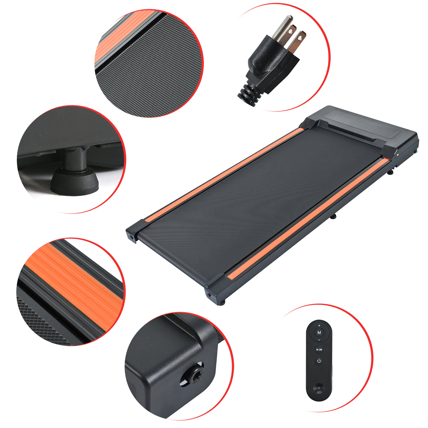 Treadmill - 300 pound capacity desktop treadmill for home and office use, portable treadmill with 0.6 to 3.8 miles per hour