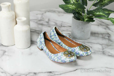 Tory Burch Benton 2 Terrace Ditsy Leather Scrunch Heel Shoes