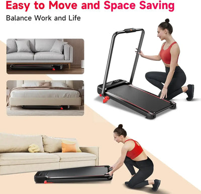 Foldable Treadmill, Walking Pad with Handle Bar 3 Level Incline, 300 Lbs Portable Treadmill for Home Office