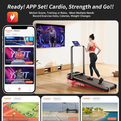 Foldable Treadmill, Walking Pad with Handle Bar 3 Level Incline, 300 Lbs Portable Treadmill for Home Office