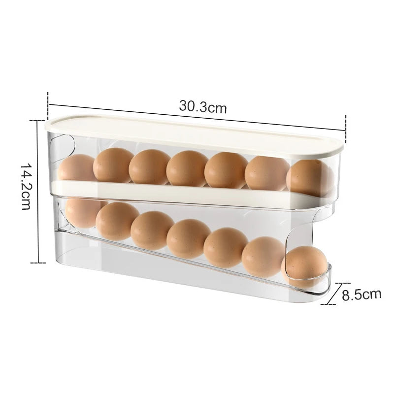 Eggs Dispenser Auto Rolling 10 ° Egg Holder For Fridge Space-saving Egg Dispenser Auto Rolling Large Capacity Organizer Storage