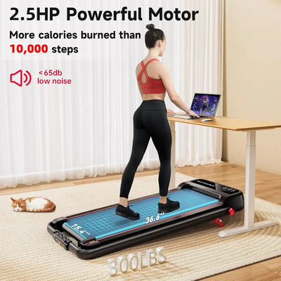 Foldable Treadmill, Walking Pad with Handle Bar 3 Level Incline, 300 Lbs Portable Treadmill for Home Office