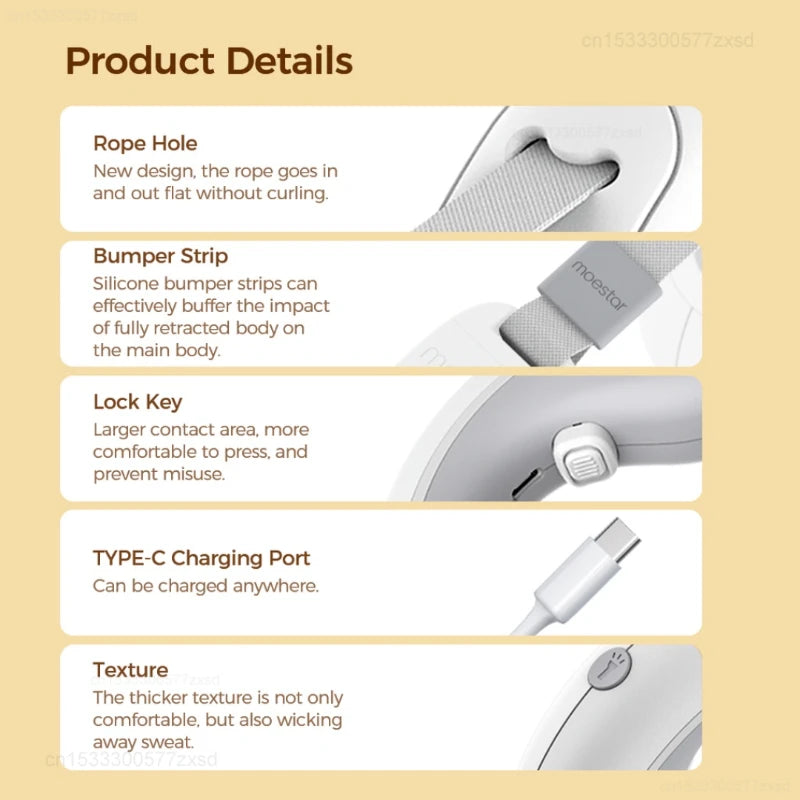 MOESTAR Retractable Pet Leash Ring Flexible 3.0m Dog Traction Rope Pet Collar LED Night Light Walking Out Dog Walking Leash