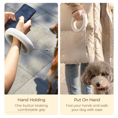 MOESTAR Retractable Pet Leash Ring Flexible 3.0m Dog Traction Rope Pet Collar LED Night Light Walking Out Dog Walking Leash