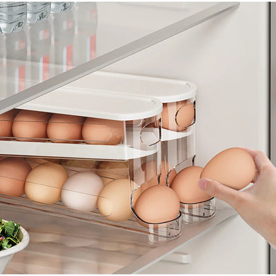 Eggs Dispenser Auto Rolling 10 ° Egg Holder For Fridge Space-saving Egg Dispenser Auto Rolling Large Capacity Organizer Storage