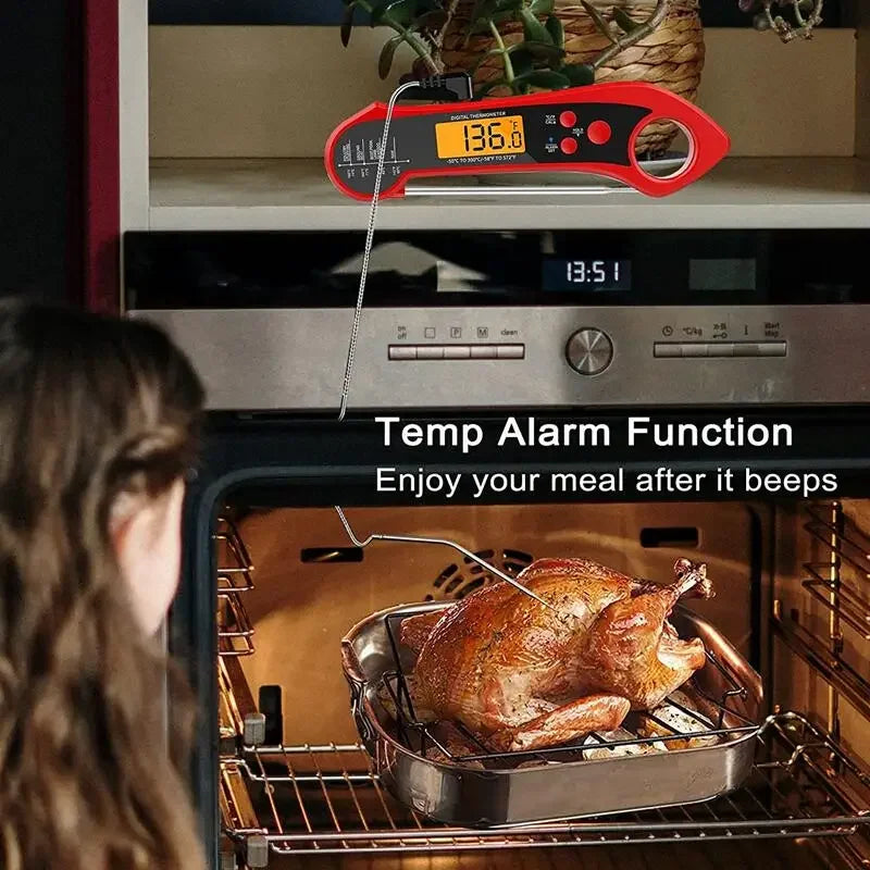 Grill Thermometer - Digital - Foldable Probe With Dual External Probe For Cooking