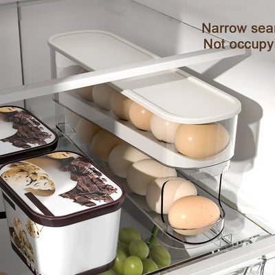 Eggs Dispenser Auto Rolling 10 ° Egg Holder For Fridge Space-saving Egg Dispenser Auto Rolling Large Capacity Organizer Storage