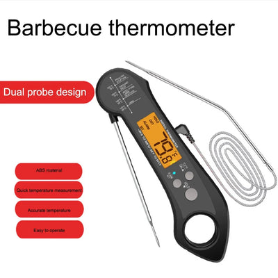 Grill Thermometer - Digital - Foldable Probe With Dual External Probe For Cooking