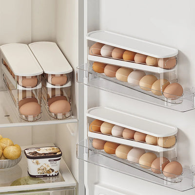 Eggs Dispenser Auto Rolling 10 ° Egg Holder For Fridge Space-saving Egg Dispenser Auto Rolling Large Capacity Organizer Storage